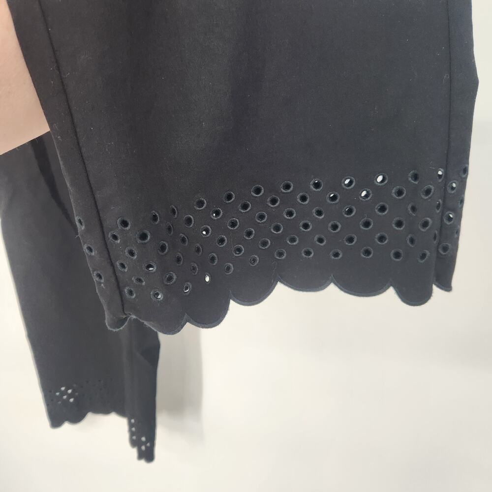 Chico's Black Pull on Eyelet Scallop Hem Cropped Wide Leg Pants Women OT-4 tall - Picture 10 of 11